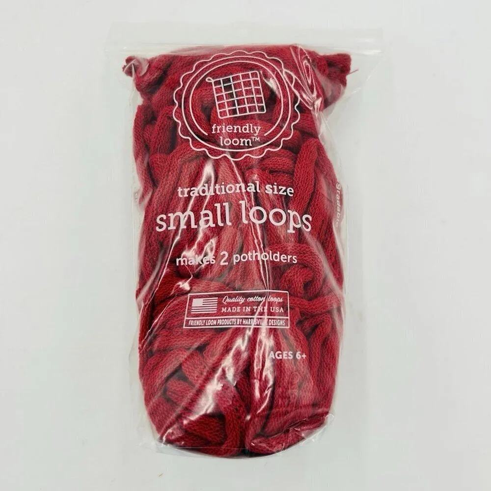 Friendly Loom 7” Traditional-Sized Red Potholder Weaving Loops Mini Bag